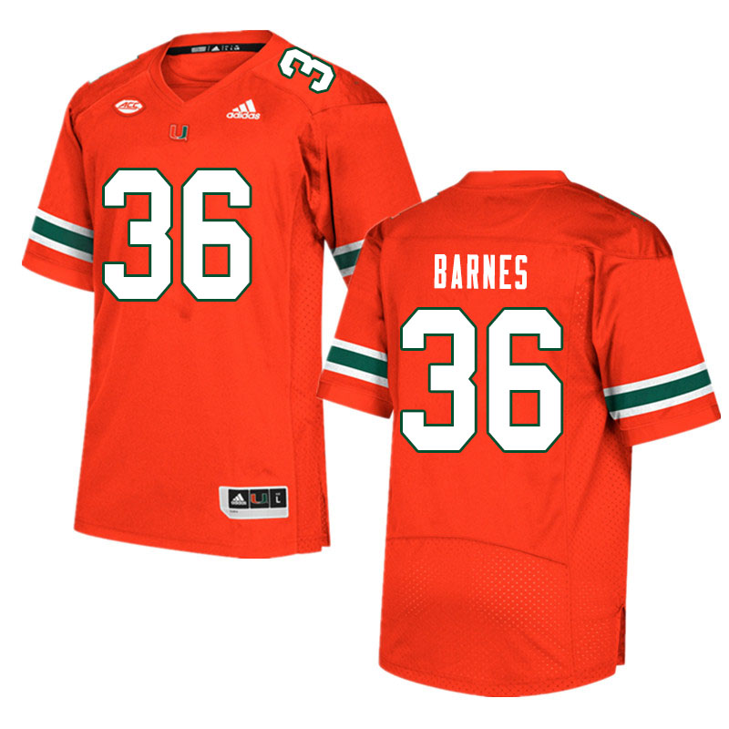 Men #36 Andrew Barnes Miami Hurricanes College Football Jerseys Sale-Orange - Click Image to Close